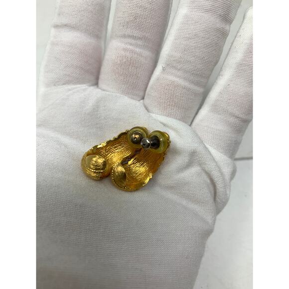 Vintage 1980s Napier Drop Earring Set Gold Tone Metal Pierced Ears - Picture 4 of 6